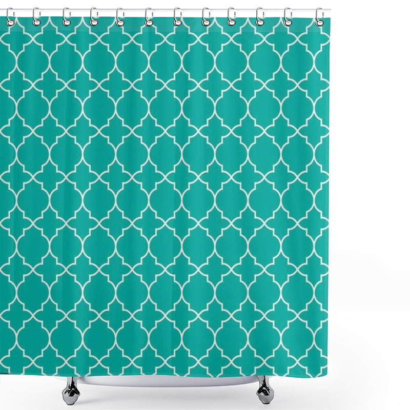 Personality  Seamless Mint Green And Beige Traditional Geometric Quatrefoil Trellis Pattern. Shower Curtains