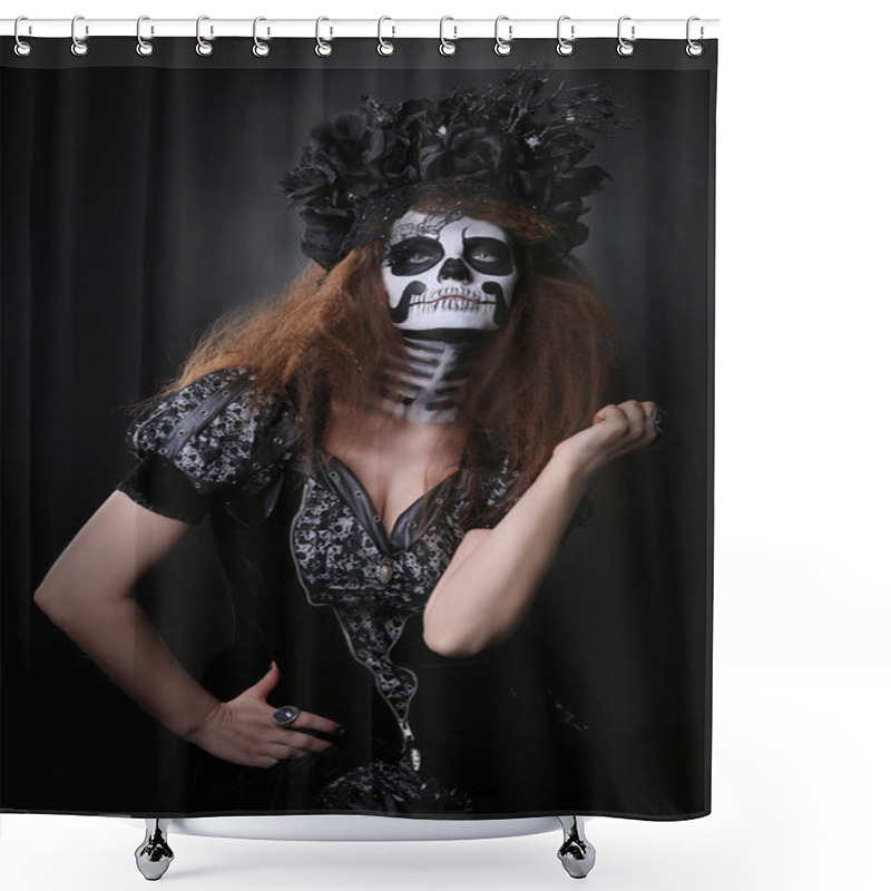 Personality  Beautiful Creative Face Paint Day Of The Dead Concept And Theme Shower Curtains