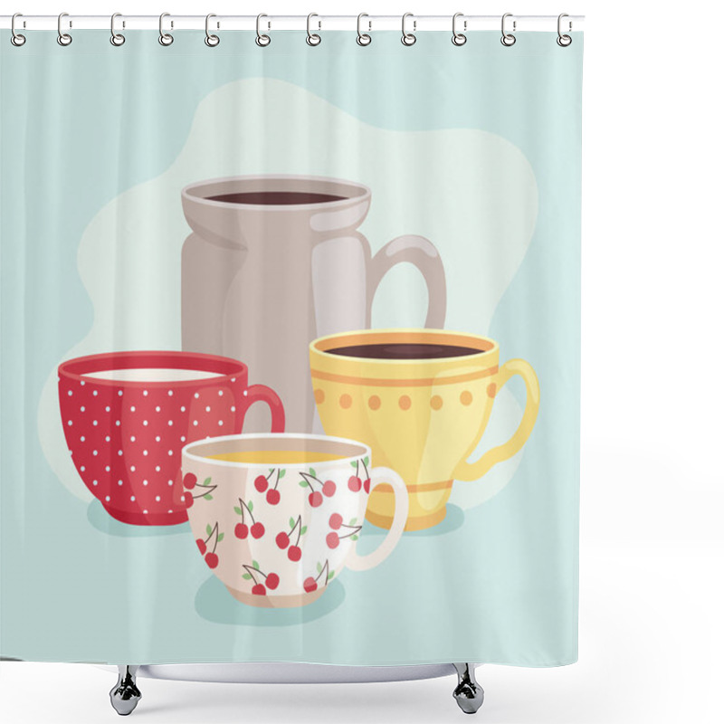 Personality  Cute Cups Of Ceramic Shower Curtains