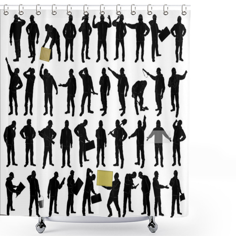 Personality  Silhouettes Of Of Working People Shower Curtains