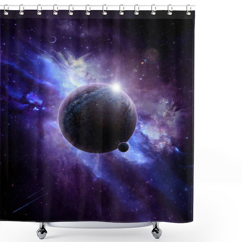 Personality  Beautiful Bright Illustration - Planet In Space In Purple Tones Shower Curtains