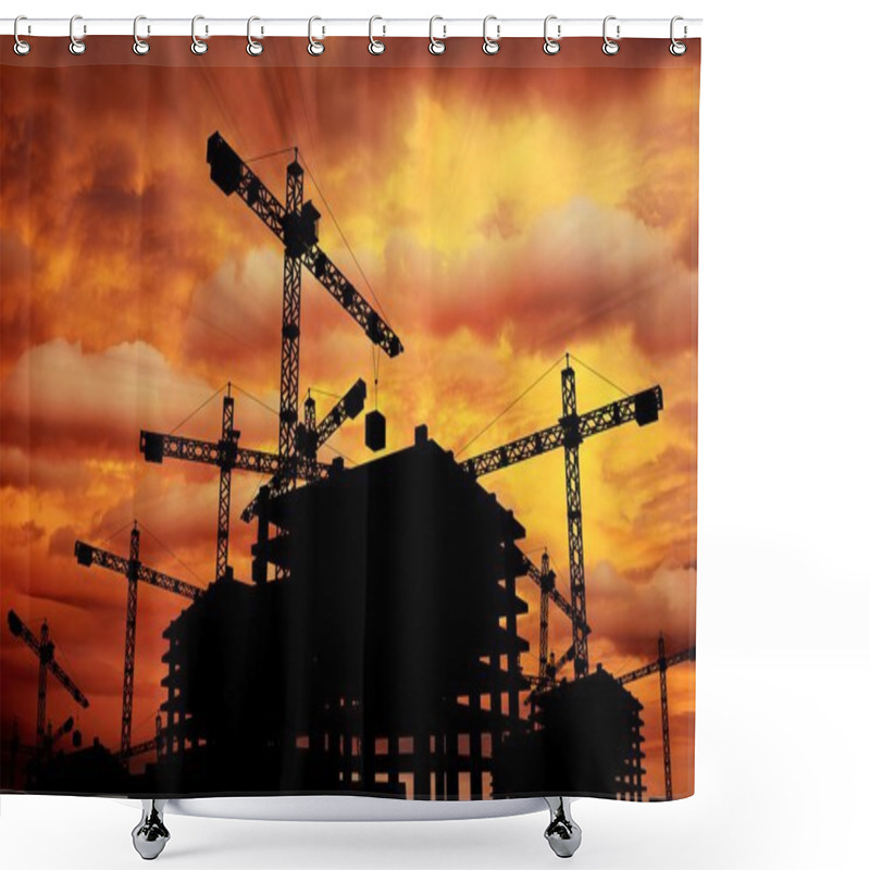 Personality  Construction Sunset Shower Curtains