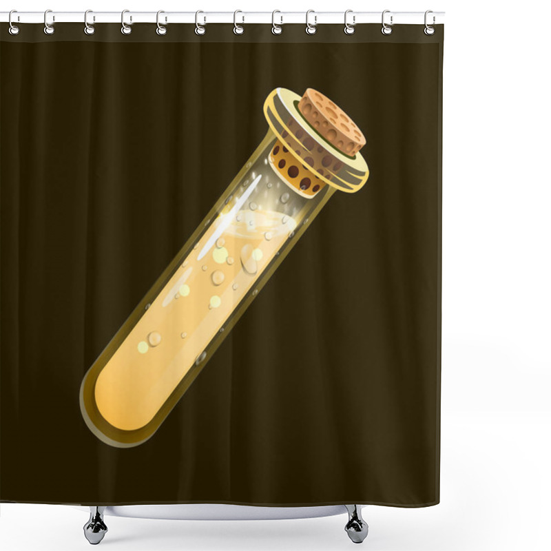 Personality  Bottle Of Light. Game Icon Of Magic Elixir. Interface For Rpg Or Match3 Game. Sun, Light, Energy. Small Variant. Shower Curtains