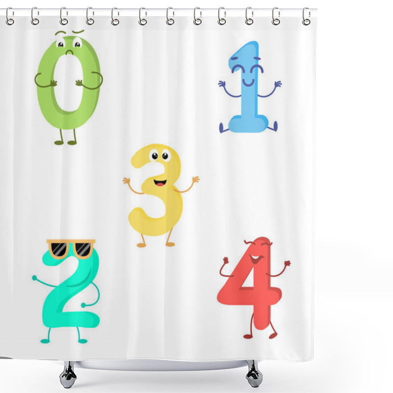 Personality  Set Of Funny Characters From Numbers. Shower Curtains