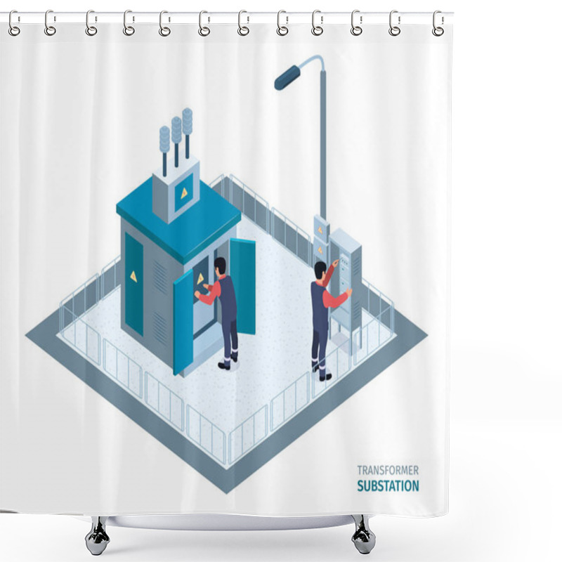 Personality  Isometric Electrical Technician Shower Curtains