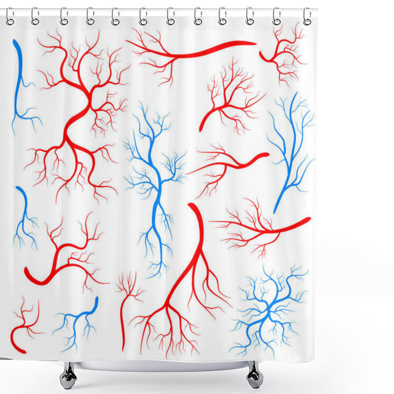 Personality  Creative Vector Illustration Of Red Veins Isolated On Background. Human Vessel, Health Arteries, Art Design. Abstract Concept Graphic Element Capillaries. Blood System Shower Curtains