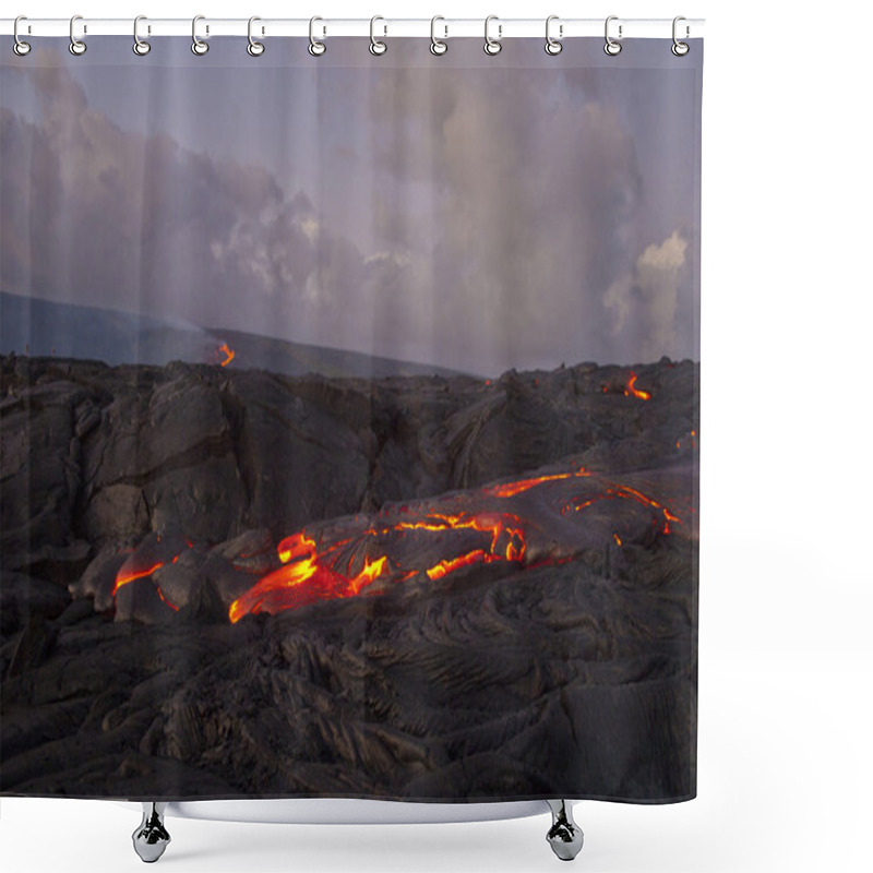 Personality  Hawaii Lava Flow At Kilauea Volcano Shower Curtains