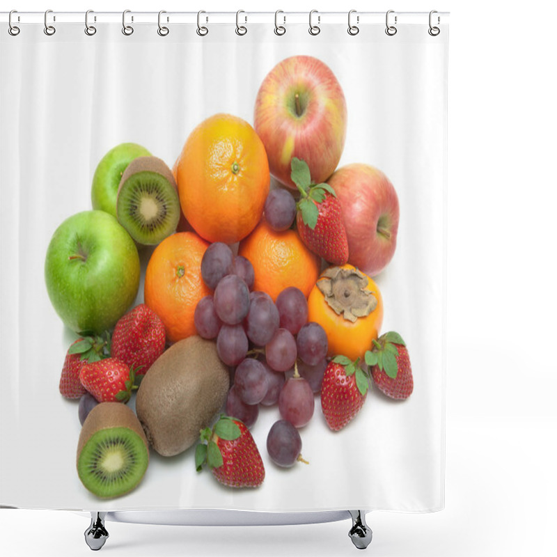 Personality  Juicy Fresh Fruits Isolated On White Background Shower Curtains