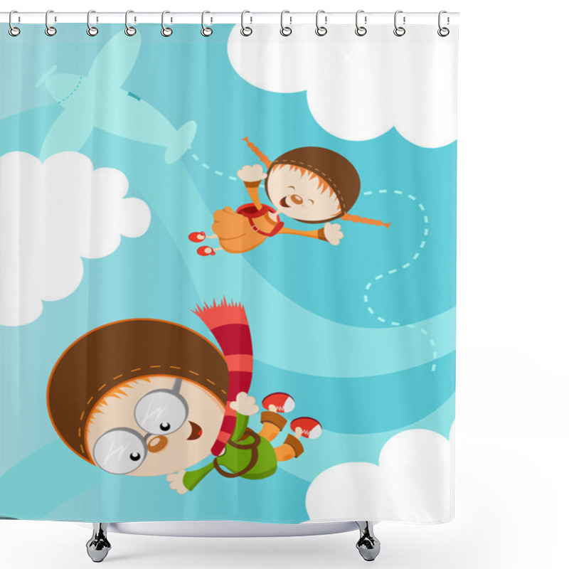 Personality  Skydiving Kids Shower Curtains