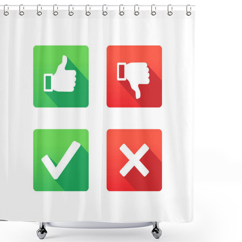 Personality  Yes, No, Thumbs Up And Down Icons Shower Curtains