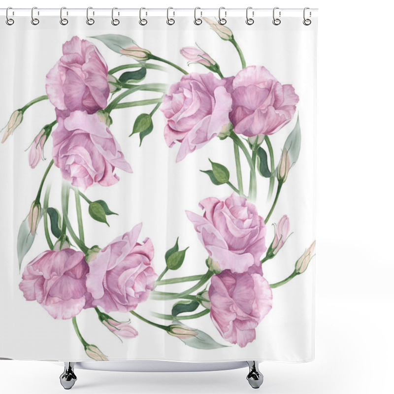 Personality  Eustoma - Flowers And Buds. Collage Of Flowers, Leaves And Buds  Shower Curtains