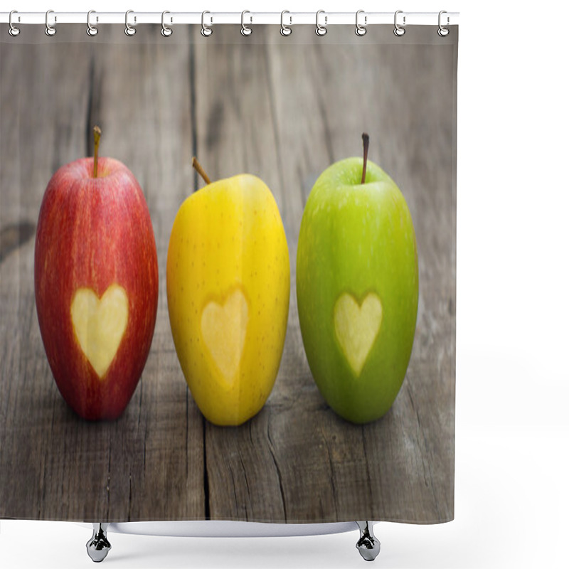 Personality  Apples With Engraved Hearts Shower Curtains