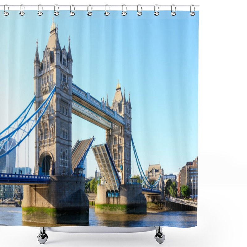 Personality  Tower Bridge In London With Drawbridge Open  Shower Curtains