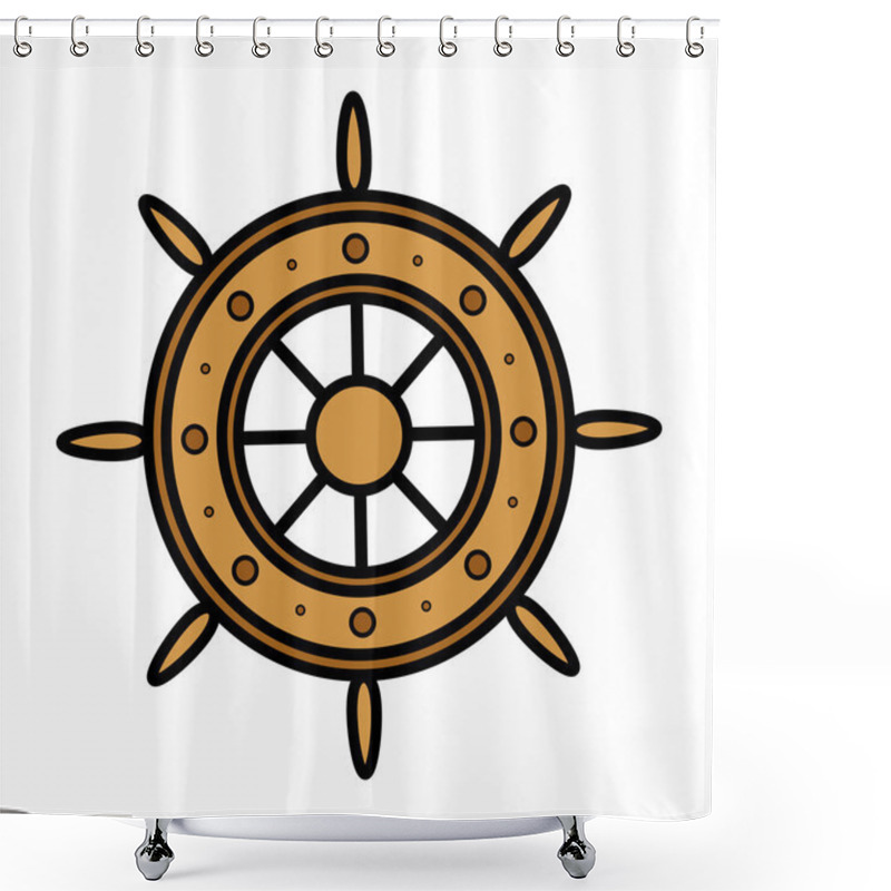 Personality  Old Ship Wheel - Vector Illustration Shower Curtains