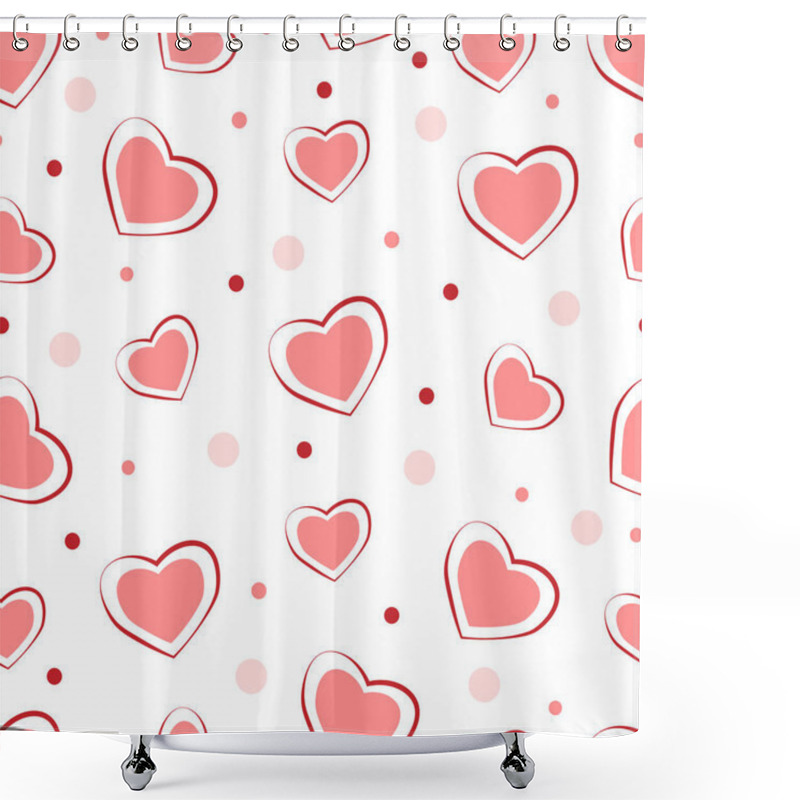 Personality  Seamless Pattern With Hearts On White Background. Vector Illustration Shower Curtains