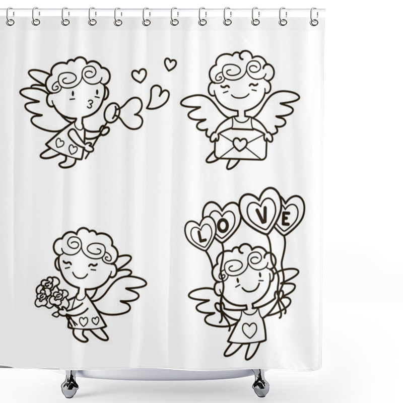 Personality  Cute Cartoon Cupids Shower Curtains