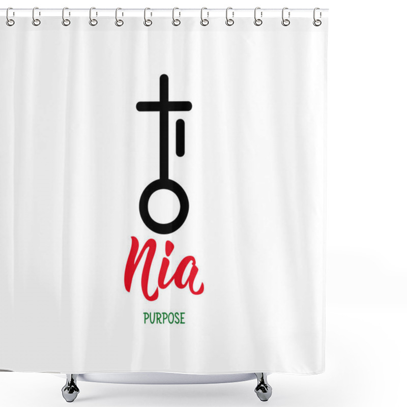 Personality  Traditional Kwanzaa Symbols. Nia Means Purpose. Vector Icon And Lettering. Isolated On White Background. Shower Curtains