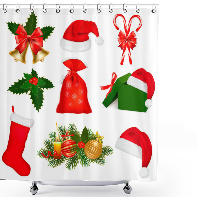 Personality  Set Of Christmas Objects. Vector. Shower Curtains