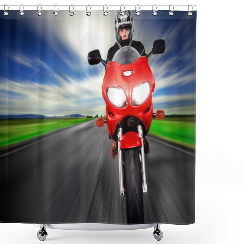 Personality  Speed Motorcycle Moving Very Fast Shower Curtains