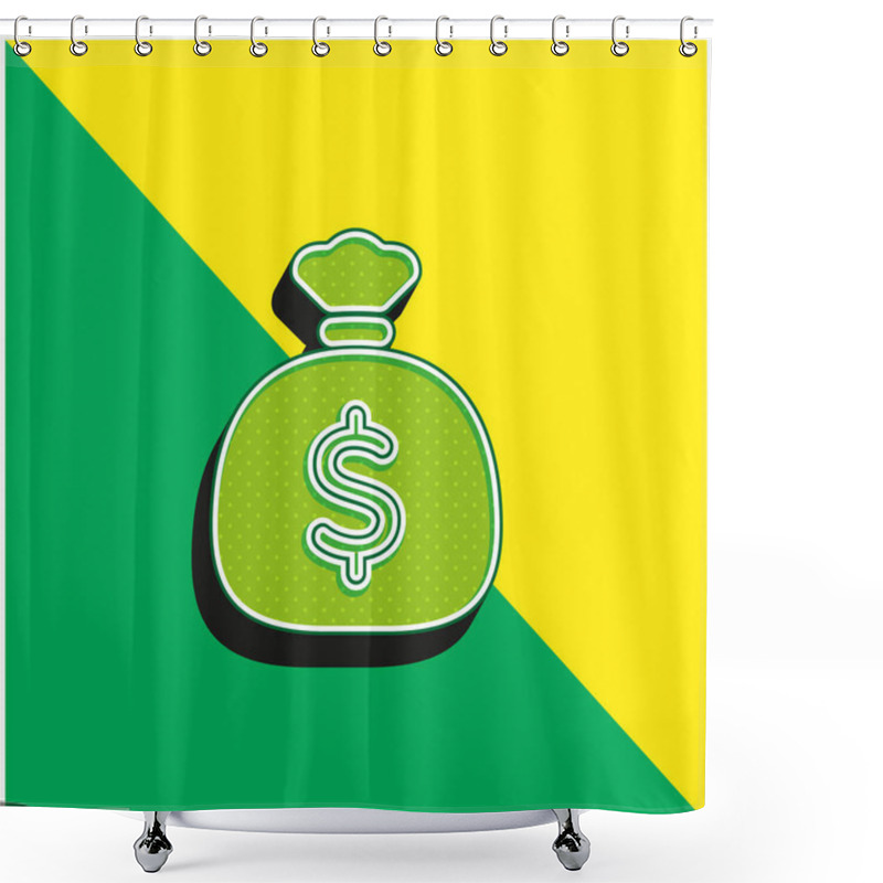 Personality  Big Money Bag Green And Yellow Modern 3d Vector Icon Logo Shower Curtains