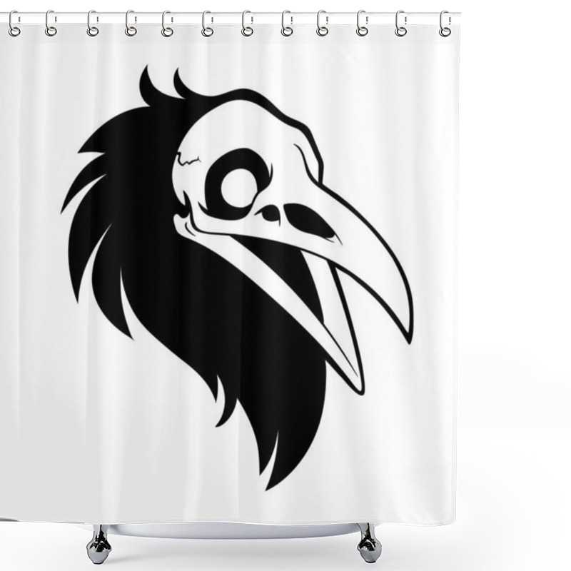 Personality  Dead Bird Skull With Feathers Shower Curtains