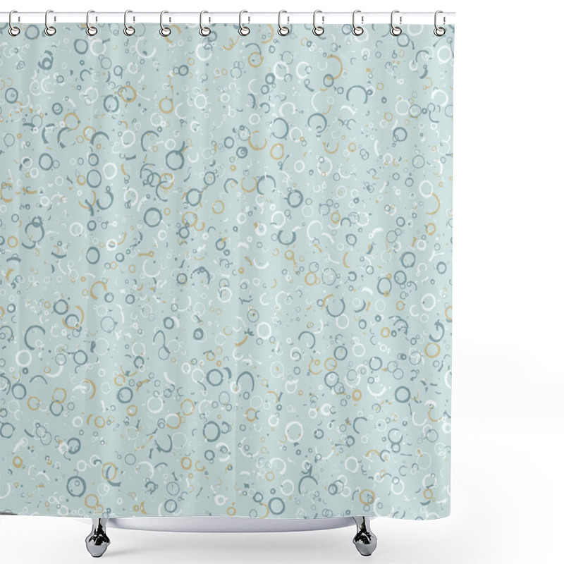 Personality  Seamless Pattern With Tiny Speckled Irregular Recycled Shapes. Natural Rough Handmade Craft Paper Texture In Aqua Blue.  Shower Curtains