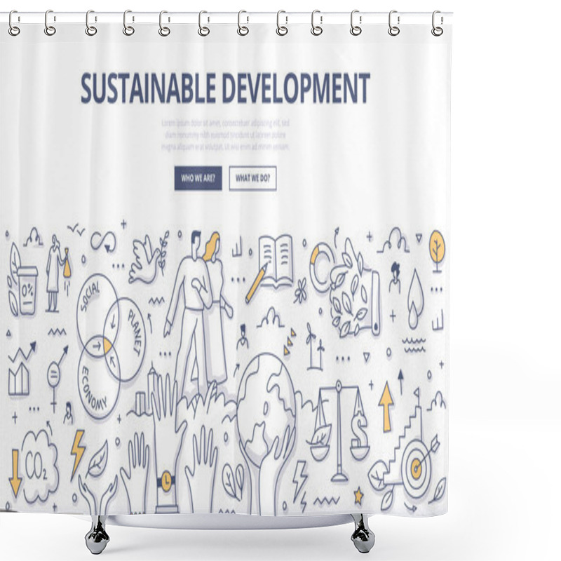 Personality  Sustainable Development Doodle Concept Shower Curtains