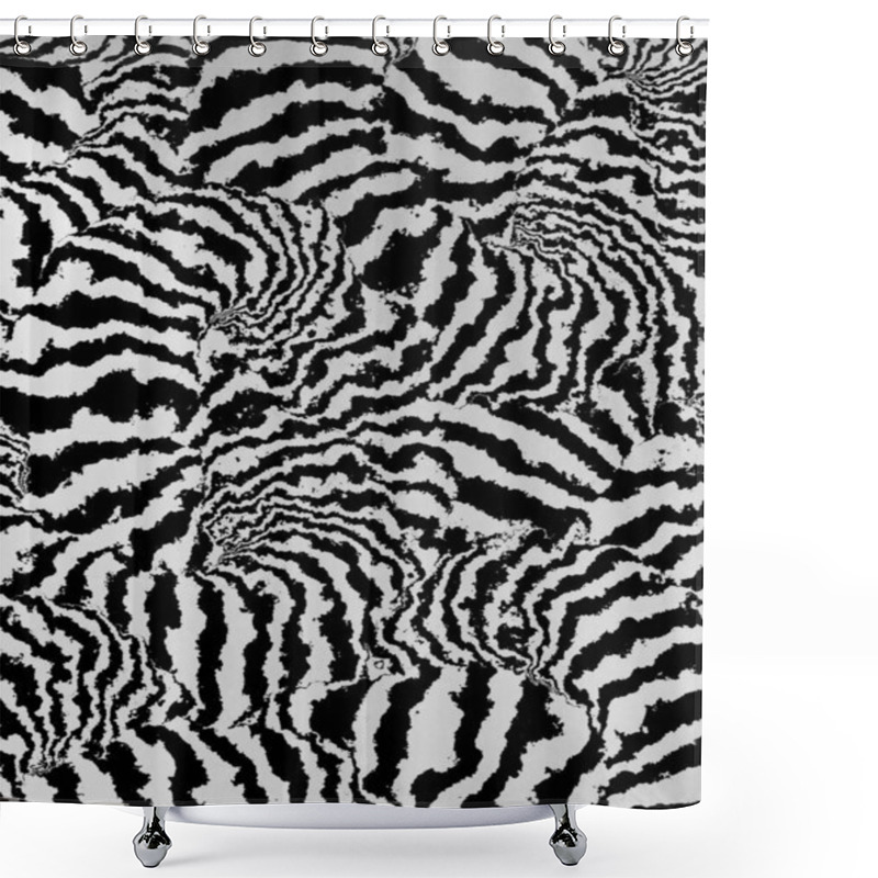 Personality  Abstract Black And White Zebra Stripe Patterns On A Textured Surface. Shower Curtains