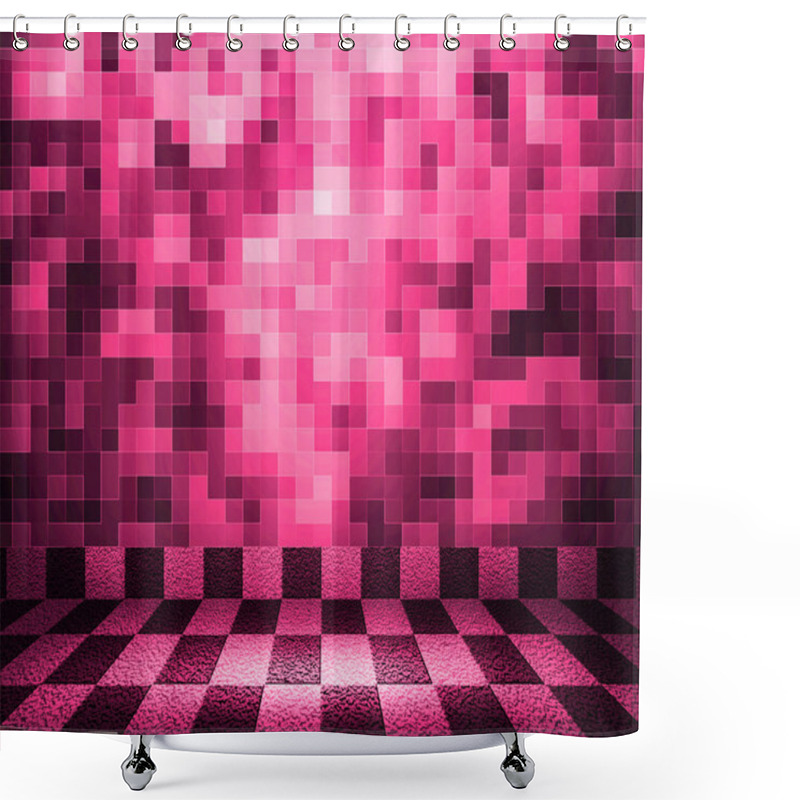 Personality  Pink Chessboard Mosaic Room Background Shower Curtains