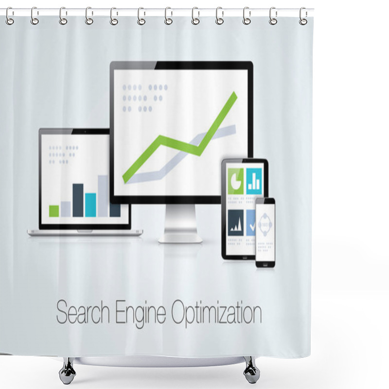 Personality  Search Engine Optimization Marketing Analysis Vector Illustration Shower Curtains