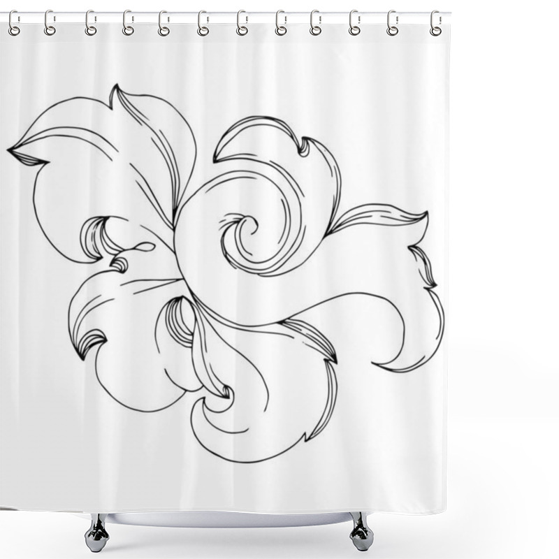 Personality  Vector Baroque Monogram Floral Ornament. Black And White Engraved Ink Art. Isolated Ornaments Illustration Element. Shower Curtains