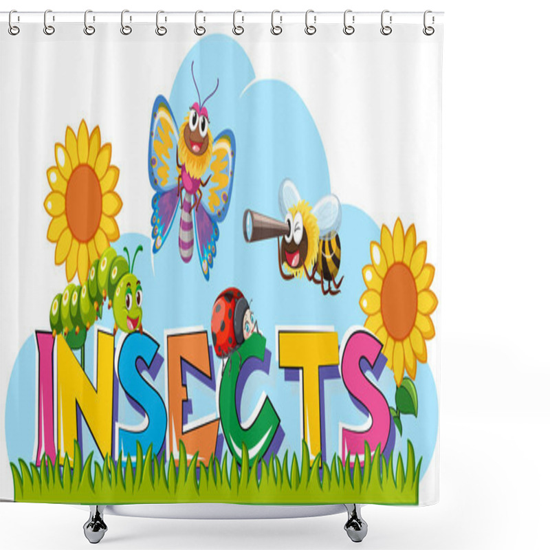 Personality  Word For Insects With Many Insects In Garden Shower Curtains