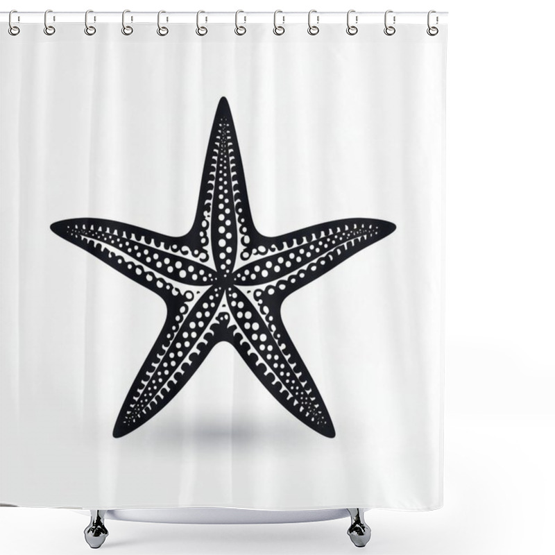 Personality  Stylized Black Starfish Illustration Showcasing Intricate Dot Patterns. Shower Curtains