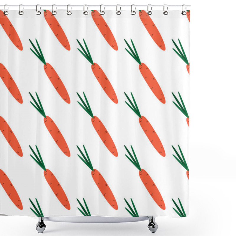 Personality  Ripe Carrot Seamless Pattern In Doodle Style In Trendy Shades. Healthy Food Background Or Wallpaper. Isolated Vector Illustration Wrapping Or Web Promo Backdrop Banner, Leaflets, Price Tag, Labels Shower Curtains