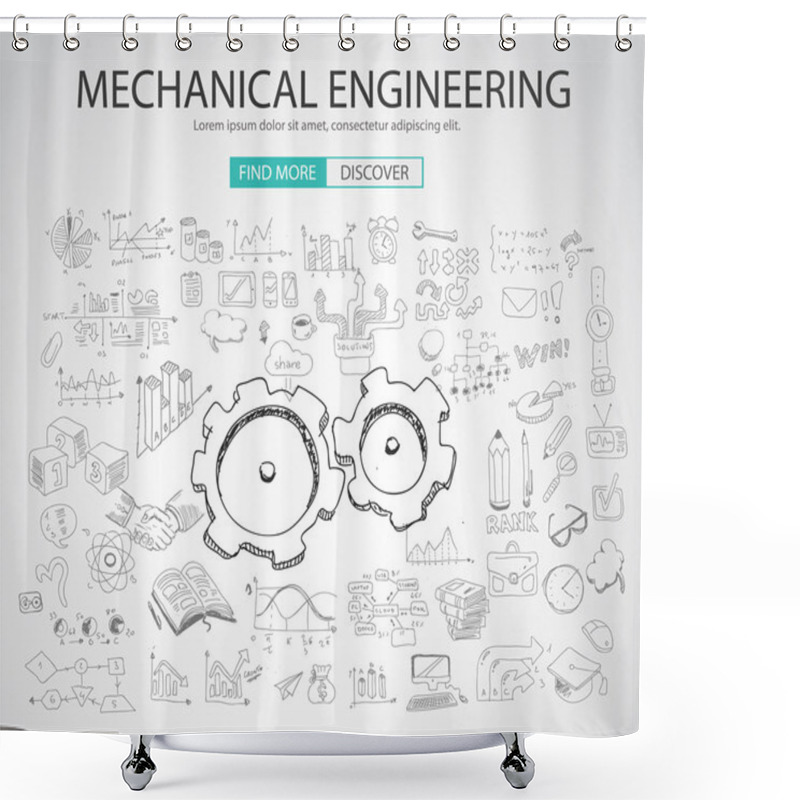 Personality  Mechanical Engineering Concept Shower Curtains