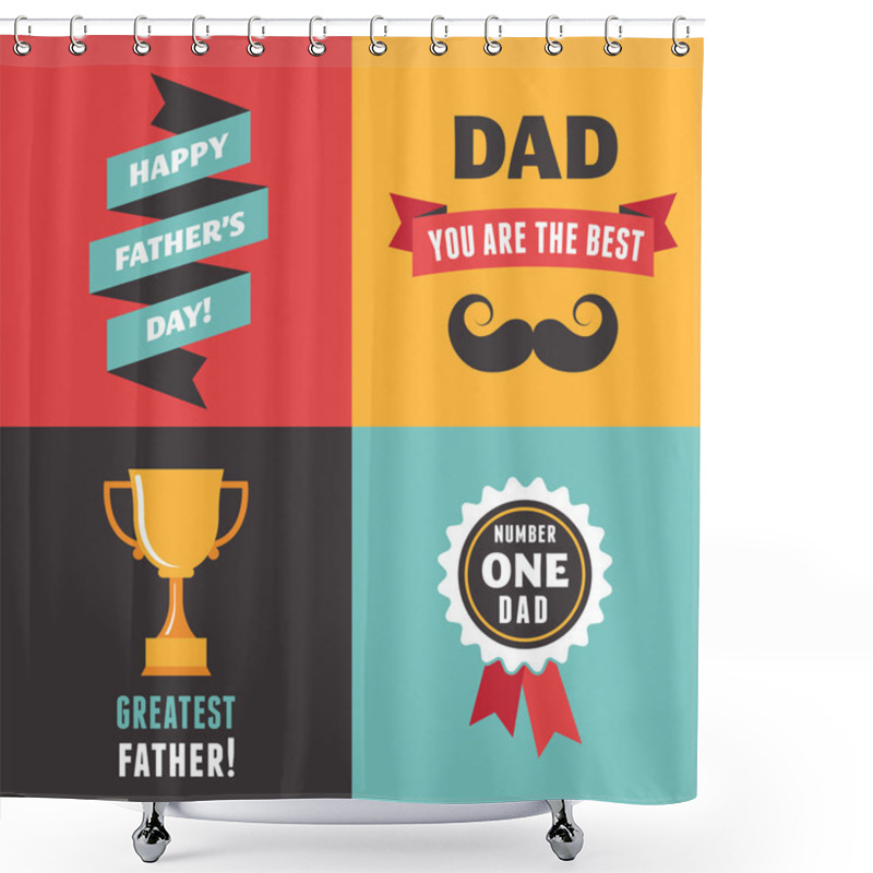 Personality  Happy Fathers Day Greeting Cards Set Shower Curtains