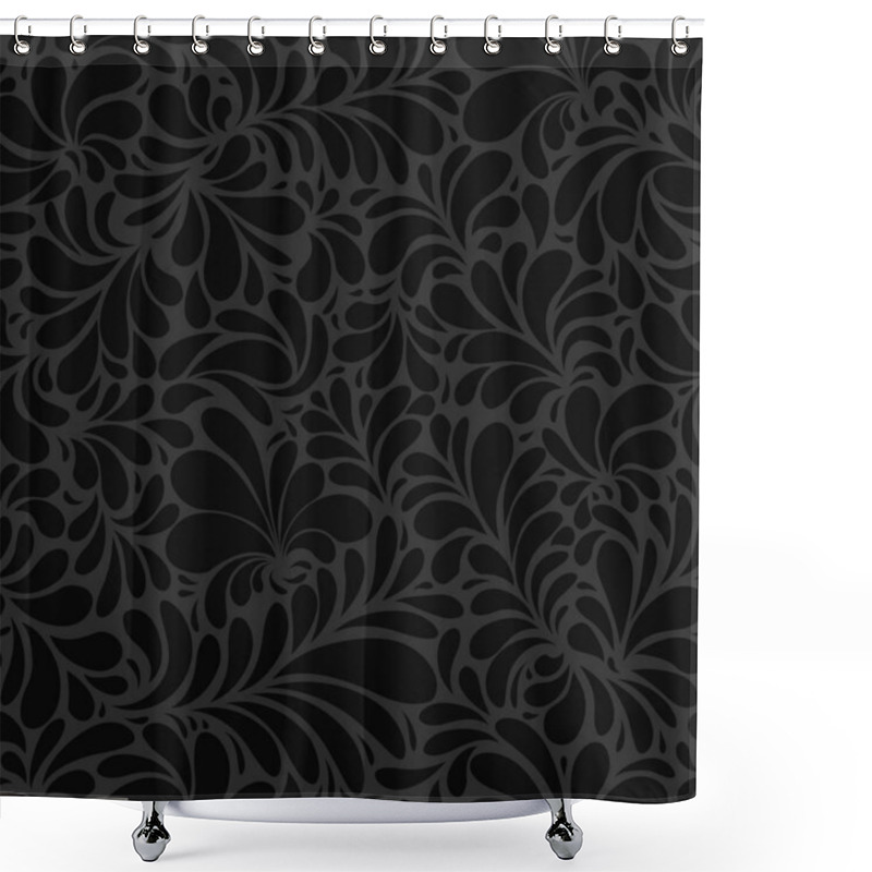 Personality  Damask Teardrop Black Ornament, Seamless Pattern Shower Curtains