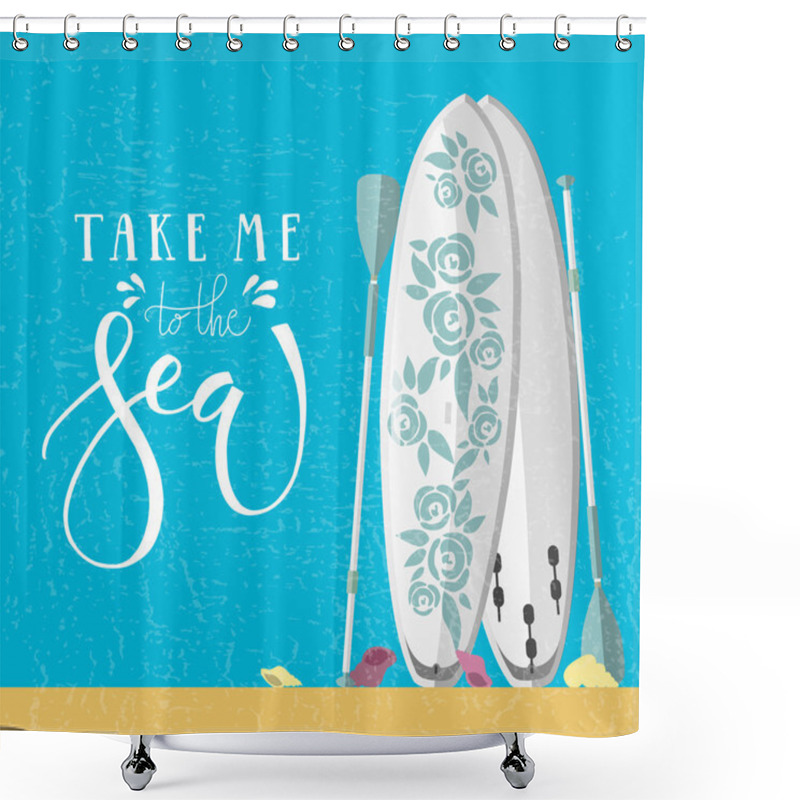 Personality  Take Me To The Sea Hand Written Text Shower Curtains