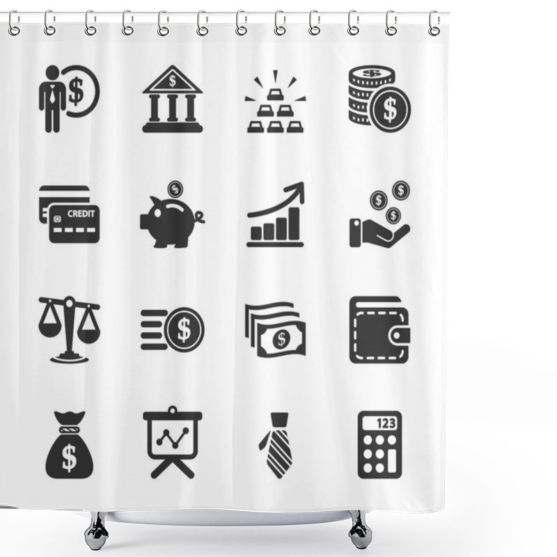 Personality  Finance Icon Set, Vector Eps10 Shower Curtains