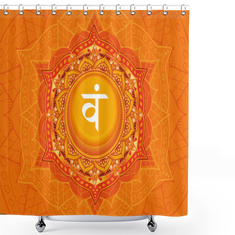 Personality  Svadhishthana Chakra Illustration Vector In Pattern Texture Background Shower Curtains