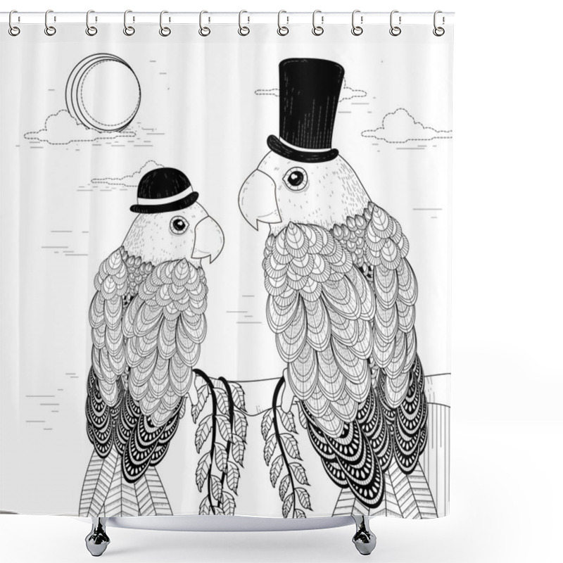 Personality  Elegant Parrots Shower Curtains