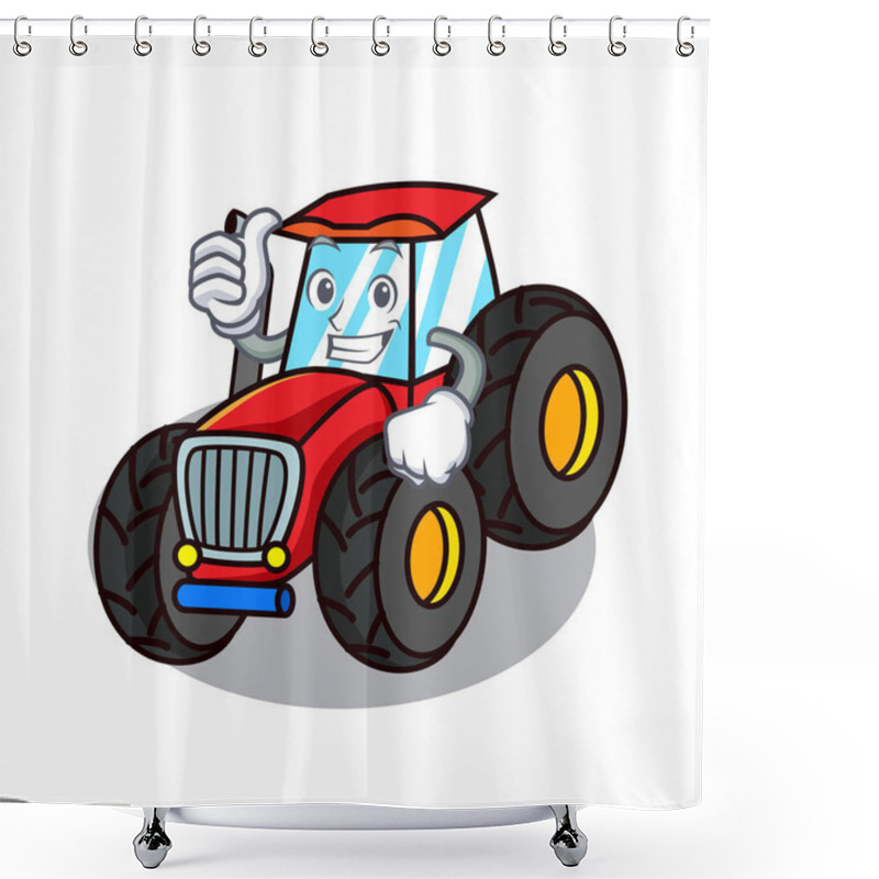 Personality  Thumbs Up Tractor Character Cartoon Style Shower Curtains