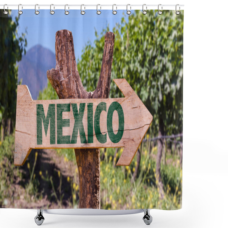 Personality  Mexico Wooden Sign Shower Curtains