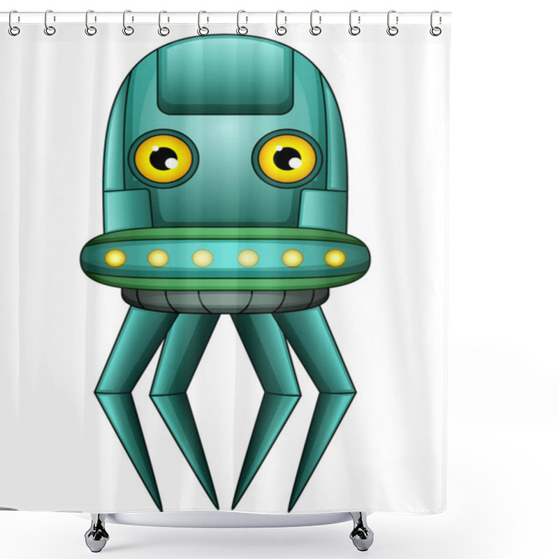 Personality  Vector Illustration Of Octopus Robot Character Isolated On White Background Shower Curtains