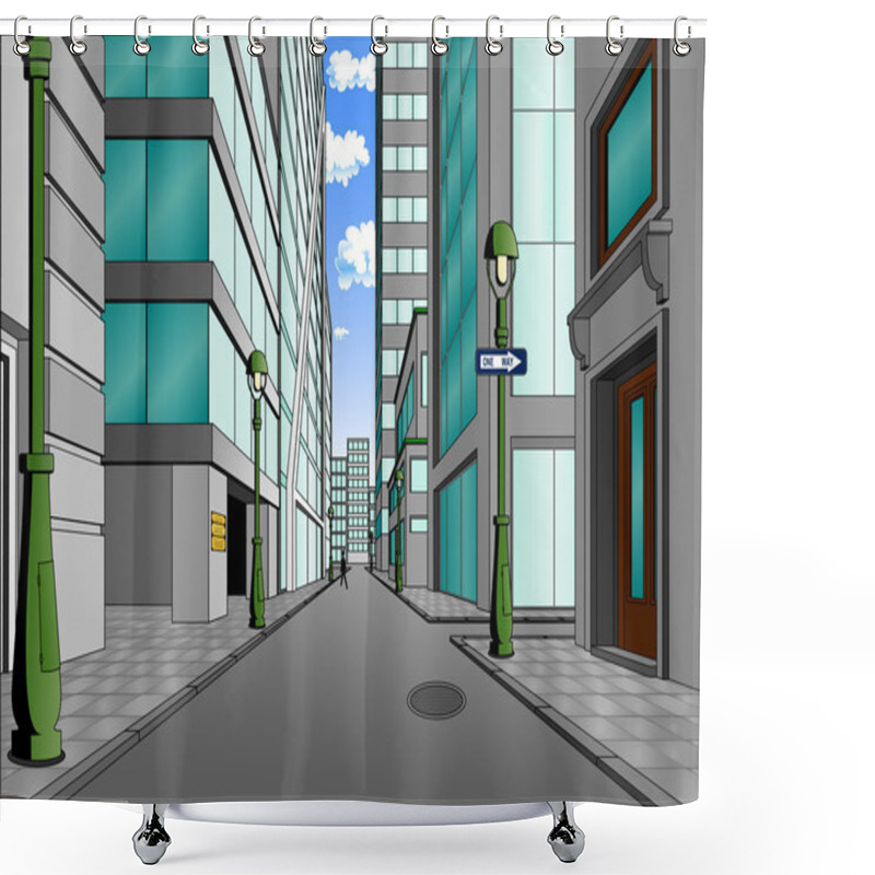 Personality  Street In The City Center, Summer Day Full Of Sunshine Shower Curtains