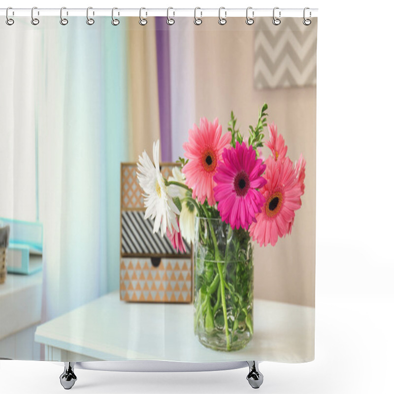 Personality  Beautiful Flowers In Vase Shower Curtains