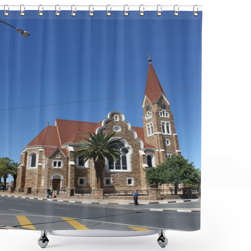 Personality  Windhoek, Namibia - March 10, 2018: Beautiful Christ Church Or Christuskirche In Downtown Windhuk On A Warm And Sunny Day. Shower Curtains