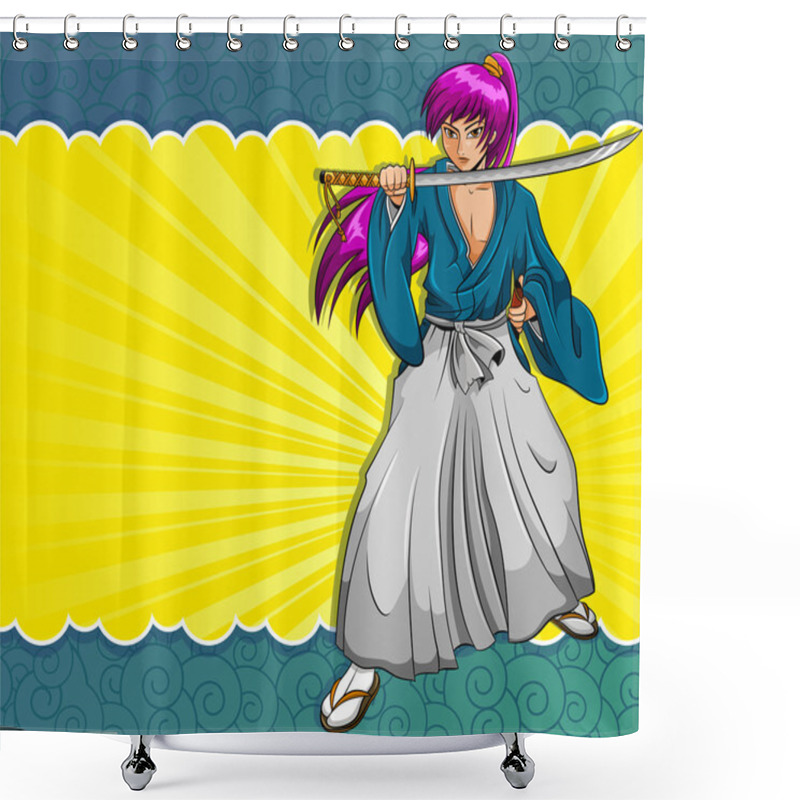 Personality  Manga Samurai Shower Curtains