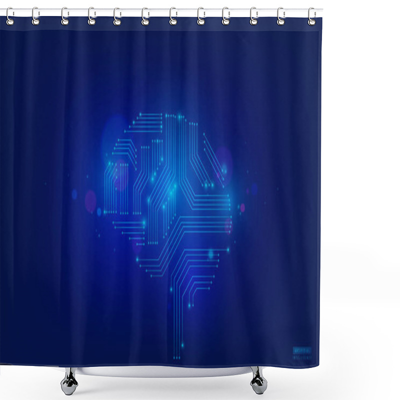 Personality  Ai Artificial Intelligence Vector Background. Machine System Learning Concept. Futuristic Brain With Circuit Board Elements. Digital Cyber Technology Innovation. Shower Curtains