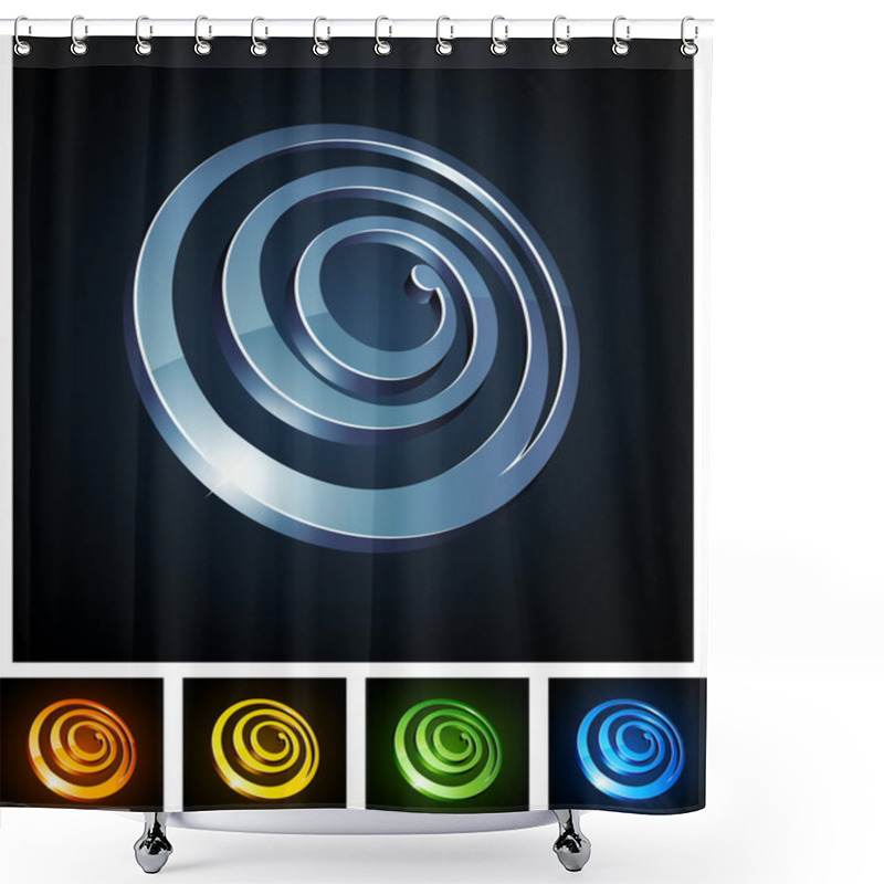 Personality  3d Spiral Emblems. Shower Curtains